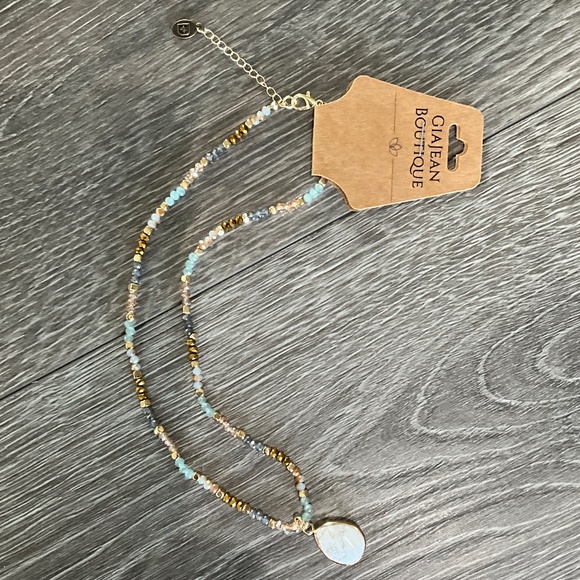 Bohemian “ Kitty “ Boho adjustable Beaded Necklace with Teardrop Pendant R1B - Picture 3 of 3